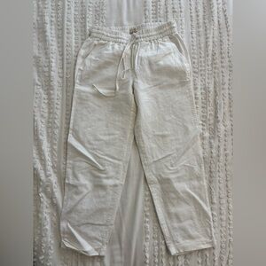 J. Crew Women's Cream Cropped Drawstring Linen Pants